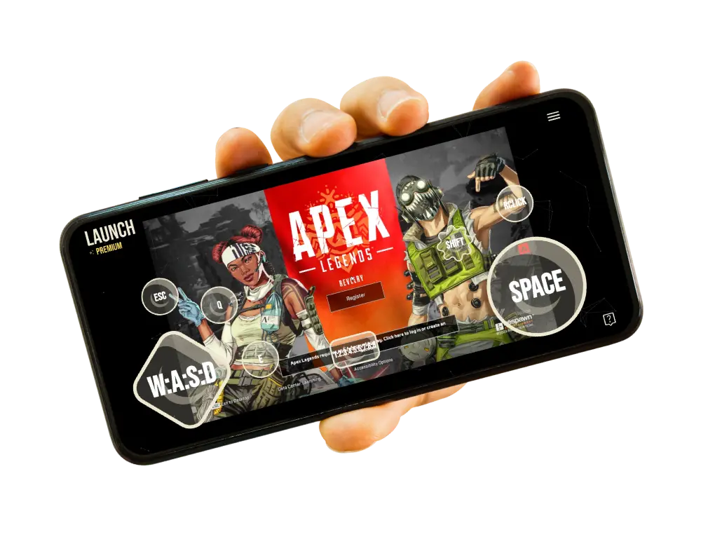 Neon Controller showing Apex Legends with custom touch controls